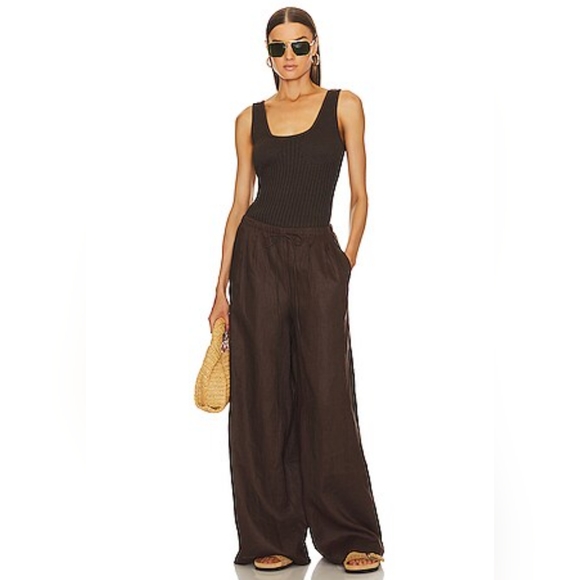 *Relisted London Jean Women's Sun Kissed Brown Drawstring Wide Leg Linen Pants 4 - Picture 10 of 10